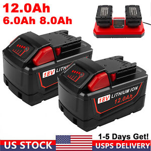 8.0Ah 12.0Ah For Milwaukee For M18 Extended Capacity Battery 48-11-1860 /Charger