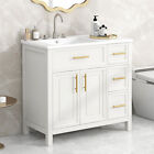 New Listing36'' Bathroom Vanity w/ Ceramic Sink, Freestanding Vanity Cabinet, 3 Drawers