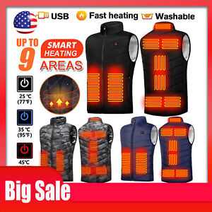 Men Women Electric USB Jacket Heated Vest Winter Body Warm Thermal Heating Coat