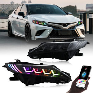 RGB LED Headlights For Toyota Camry 8th Gen 2018-2024 Head Lamps Assembly Pair (For: 2021 Toyota Camry)