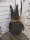 Primitive Folk Art Black Painted Bunny Rabbit or Cupboard Doll