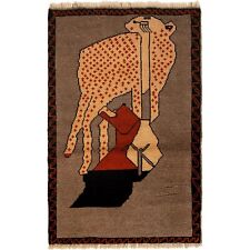 Pictorial Woolen Rug By Pashtun Tribe Women Artisans Showing Nature Wild Life