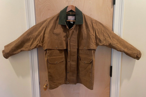FILSON Tin Cloth Packer Coat Waxed Cotton Canvas Jacket 40 M Mackinaw Wool Liner