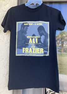 MUHAMMAD ALI Vs Joe Frazier Iconic Boxing Match Black Cotton T Shirt Size S(15)