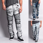 G-Style USA Men's Biker Distressed Washed Zipper Slim Fit Jeans - DL1010-L