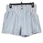 American Eagle High Waisted Paperbag Mom Shorts Rise Blue Striped Womens Size 8