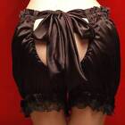 Back Bow Satin Bloomers Black with Black Lace trim Gothic Burlesque Lolita