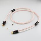 8TC 7N OCC Pure Copper Dual RCA HIFI Audio Phono Tonearm Cable with Ground Wire