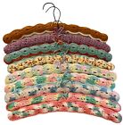 Vintage Knit Crochet Covered Wooden Clothes Hangers Multi Colored Lot of 9