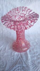 Vtg Pink Speckled Glass Jack in the Pulpit Vase