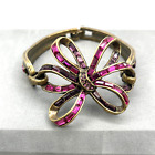 Sweet Romance Bracelet Pink Rhinestone Art Deco Style Bracelet 6.5