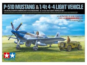 Tamiya 25205 WW2 US P-51D Mustang Fighter Aircraft W/ 4X4 Jeep model kit 1/48