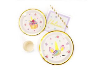 Unicorn Cupcake Party Tableware Set - Plates, Cups - Disposable - Birthday Party