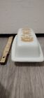 Vintage Pyrex Gold Butterfly Covered Butter Dish with Lid, 72-B Milk Glass USA
