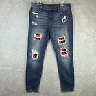 Judy Blue Jeans Womens 1XL Pants Skinny Stretch Red Plaid Buffalo Distressed