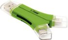 Hme GSM 4 In 1 Memory Card Reader w/Micro USB/Lighting Plug Green HMEQMCR