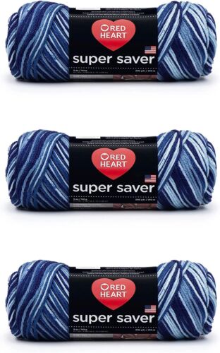 Red Heart Super Saver Yarn, 3 Pack, Print colors - 3 Count