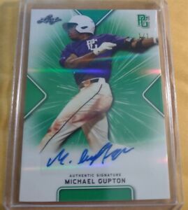 MICHAEL GUPTON 2021 Leaf Perfect Game RC XRC Green Shimmer Auto 1/1