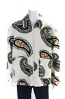 Obey Mens Paisley Print Sherpa Jacket Unbleached White Multi Colored Size Large