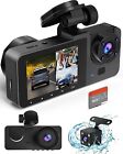 Prilotte 3 Channel Dash Cam Front and Rear 4K Full UHD 170 Deg Wide Angle 32GB