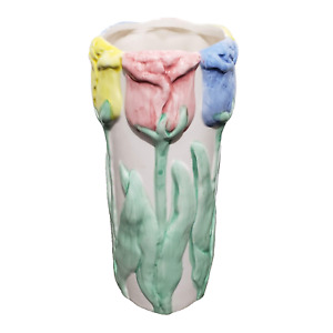 Excellent Vtg Tulip Floral Ceramic Vase 9