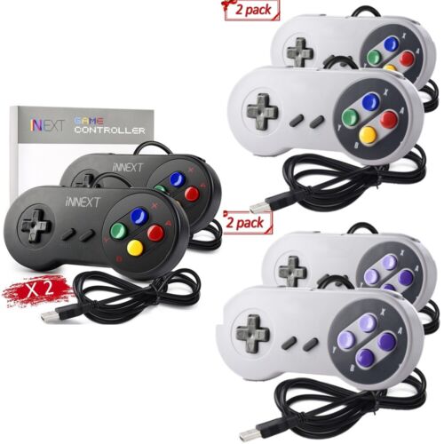 2 Pack iNNEXT USB Long Wired Super Nintendo SNES PC Controller Gamepad Joystick