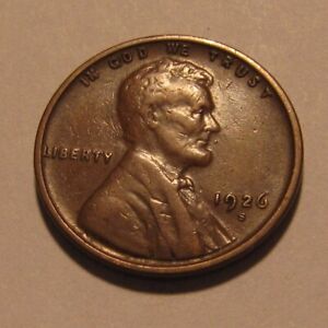 1926 S Lincoln Cent Penny - Fine to Very Fine Condition - 74SA-2