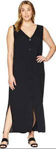 Kari Lyn Sleeveless Button Down Dress Black Plus Size 3XL 3291