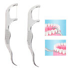 New ListingStainless Steel Toothpick Dental Floss Reusable Flossing Holder Teeth Cl~;z