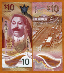Barbados, $10, 2022, P-New, Polymer, UNC New Design