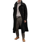 Mens Woolen Long Sleeve Trench Coat Winter Warm Long Jacket Outwear Overcoat