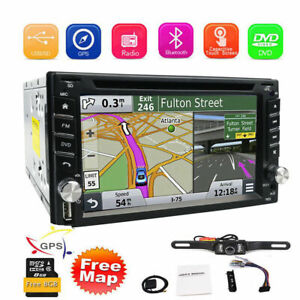 Backup Camera&GPS Double 2*Din Car Stereo Radio CD DVD Player Bluetooth Free Map