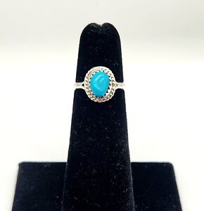 Vintage Old Pawn Sterling Silver Native American Turquoise Ring Size 3 - 1.7g