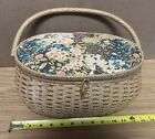 Vintage 1960s Singer Sewing Basket Sewing Box Quilted Floral  Basket