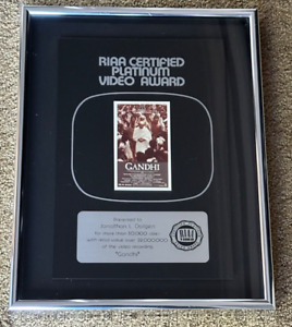 GANDHI Movie Vintage CERTIFIED RIAA PLATINUM VIDEO Recording Sales Award