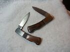 2 PC LOT QUALITY L.B. KNIVES USED FOR ADV.SAMPLES VINTAGE JAPAN PINNED WOOD HAND