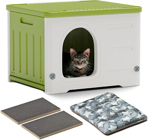 Plastic Cat House Outdoor Indoor Stackable Feral Cat Shelter Indoor Cat House