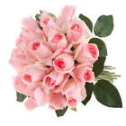 24-Piece Faux Flowers  Artificial Rose Bud Bouquet Pink