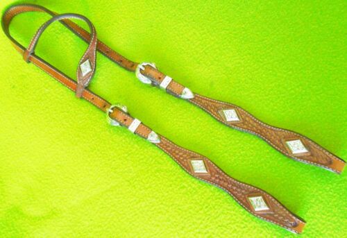 New ListingCIRCLE Y TOOLED Silver DIAMONDS Show HEADSTALL Bridle~LIGHTLY Used~RANCH~SORTING