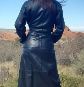 Vintage Cache Full-length Super-Soft Black Leather/Fully Lined Trench Coat XS