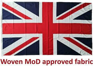 Union Jack flag MoD approved dyed sewn around 5x3ft white D clips UK