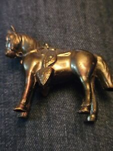 Vintage Bronze/Copper Tone Cast Metal Small Horse w/Saddle Carnival/Fair Prize