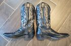 Men's Justin Royal Classic Cowboy Western Boots Black Leather 11.5 B #1419 Nice