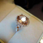 4 Ct Oval Cut Morganite Halo Wedding Engagement Ring Solid 14K Rose Gold Finish