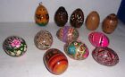 Pre Owned Vintage Odd Lot of 12 Pysanky Pisinki Hand Panted or Card Eggs