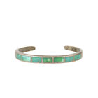 Old Navajo Coin Silver Turquoise Channel Inlay Cuff Bracelet