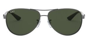 Ray-Ban Men's Sunglasses RB8313 004/N5 Silver Aviator Dark Green Polarized 58mm