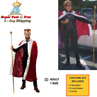 King Robe Crown Royal Scepter Set Red Velvet Adult Medieval Highness Costume 3pc