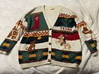 Vintage Sweater Loft Cardigan Adult 3xl Knit Grandma Core Western Texas Cowboy