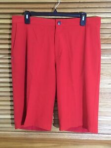 Adidas Mens Size 34 Red Flat Front Slash Pocket Golf Shorts CM-640